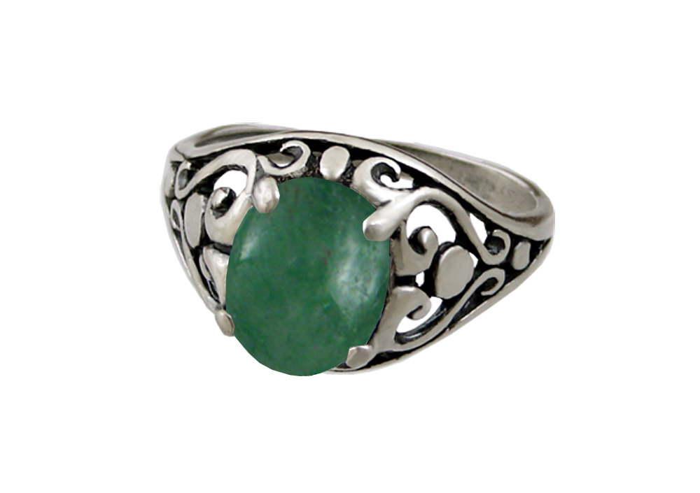 Sterling Silver Filigree Heart Ring With Jade Size 9